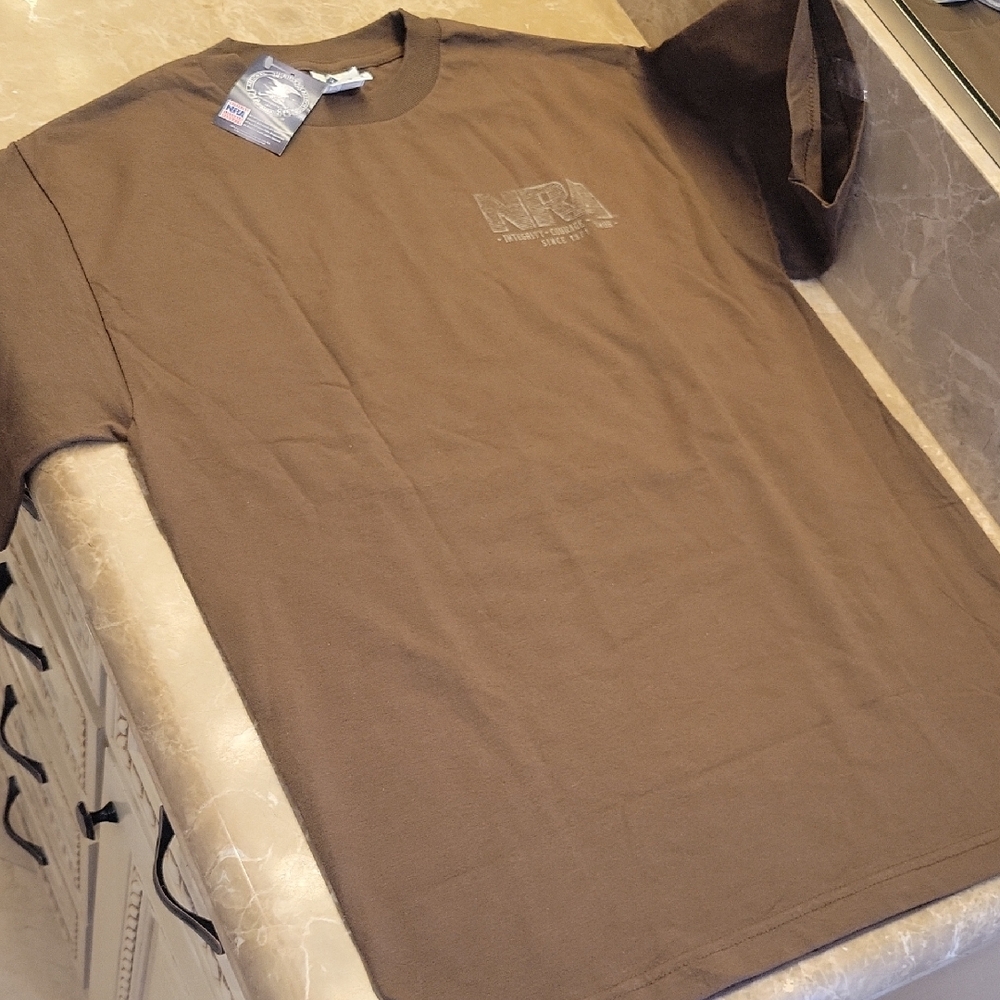 NRA Brown Short Sleeve Men's Tee,  M - Picture 2 of 12